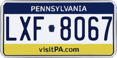 PA license plate LXF8067