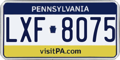PA license plate LXF8075