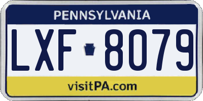 PA license plate LXF8079