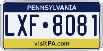 PA license plate LXF8081