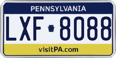 PA license plate LXF8088