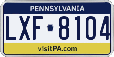 PA license plate LXF8104