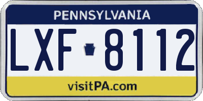 PA license plate LXF8112