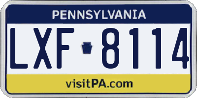 PA license plate LXF8114
