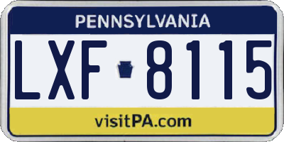 PA license plate LXF8115