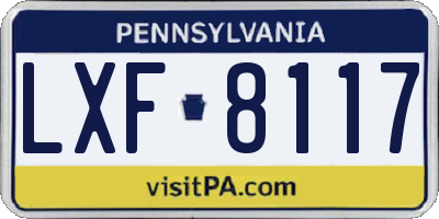 PA license plate LXF8117