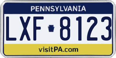 PA license plate LXF8123