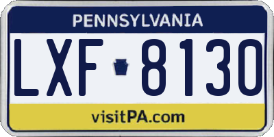 PA license plate LXF8130