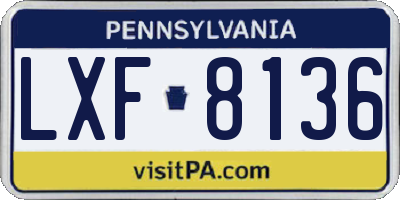PA license plate LXF8136