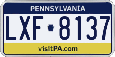 PA license plate LXF8137