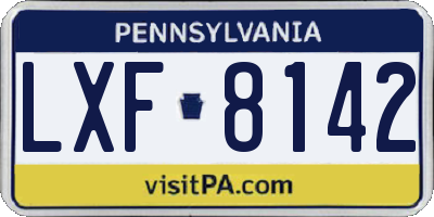 PA license plate LXF8142