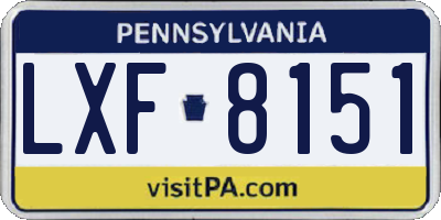 PA license plate LXF8151