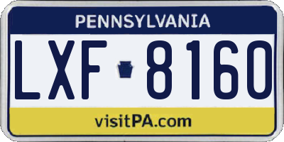 PA license plate LXF8160