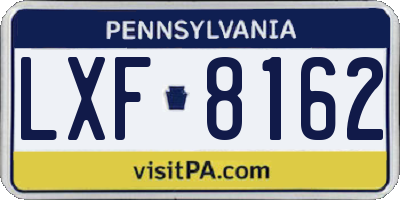 PA license plate LXF8162