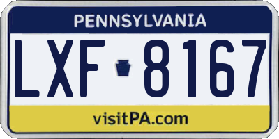 PA license plate LXF8167