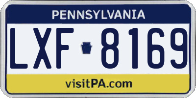 PA license plate LXF8169