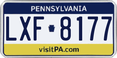 PA license plate LXF8177