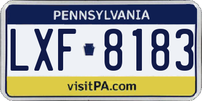 PA license plate LXF8183