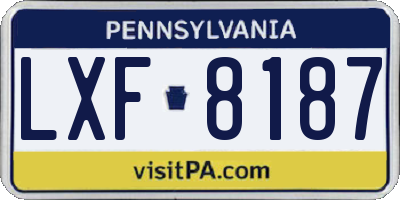 PA license plate LXF8187