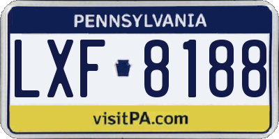 PA license plate LXF8188
