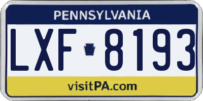 PA license plate LXF8193