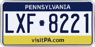 PA license plate LXF8221