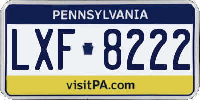 PA license plate LXF8222