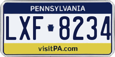 PA license plate LXF8234