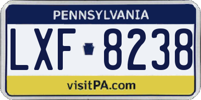 PA license plate LXF8238