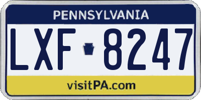 PA license plate LXF8247