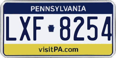 PA license plate LXF8254