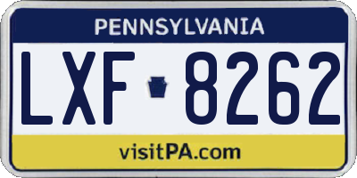 PA license plate LXF8262