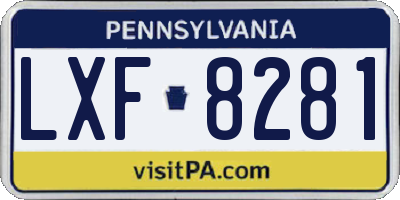 PA license plate LXF8281