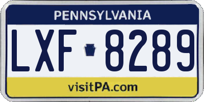 PA license plate LXF8289
