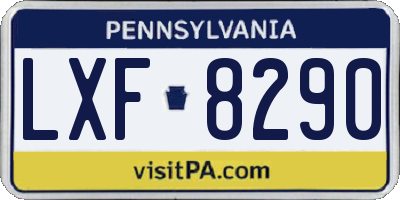 PA license plate LXF8290