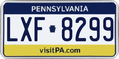 PA license plate LXF8299