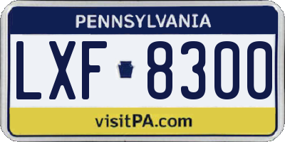 PA license plate LXF8300