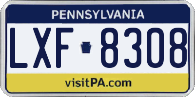 PA license plate LXF8308