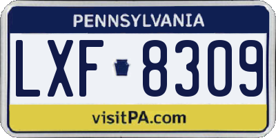 PA license plate LXF8309