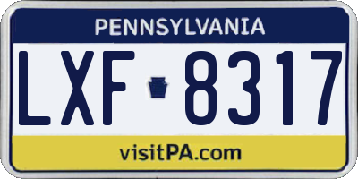 PA license plate LXF8317