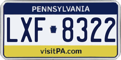 PA license plate LXF8322