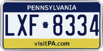 PA license plate LXF8334