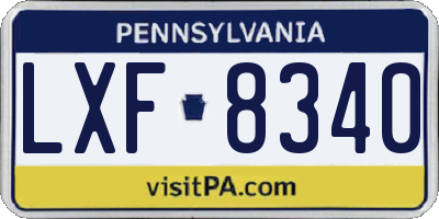 PA license plate LXF8340