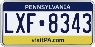 PA license plate LXF8343