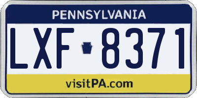 PA license plate LXF8371