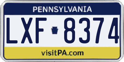 PA license plate LXF8374