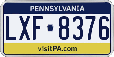 PA license plate LXF8376