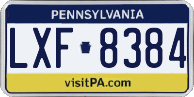 PA license plate LXF8384