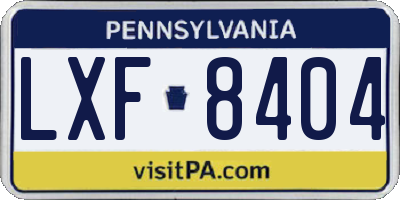 PA license plate LXF8404