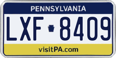 PA license plate LXF8409